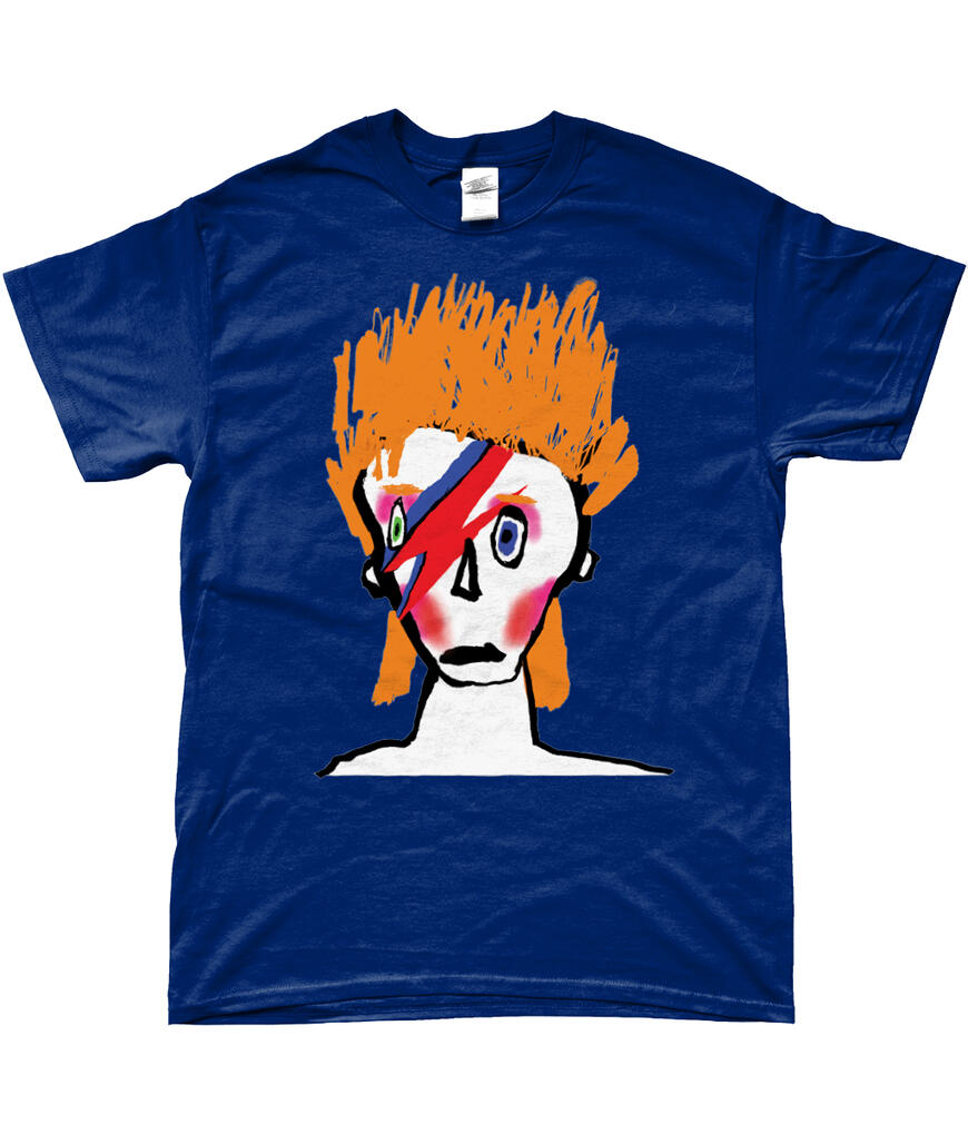 Ziggy Stardust on colour Navy T-Shirt